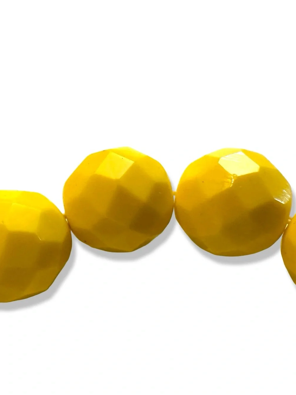 Yellow Faceted VTG Preciosa Czech Glass Beads, 20 Pieces